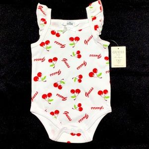 *GUESS* *GIRLS *RED & WHITE *CHERRY *TANK *ONESIE *SZ 3-6M